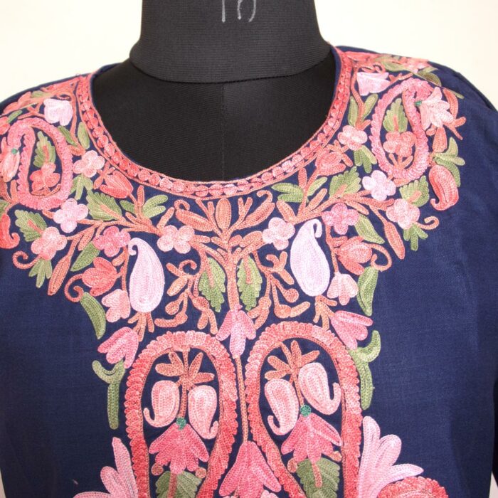 Dark Blue Summer Ruby Cotton Aari Kurta - Image 2