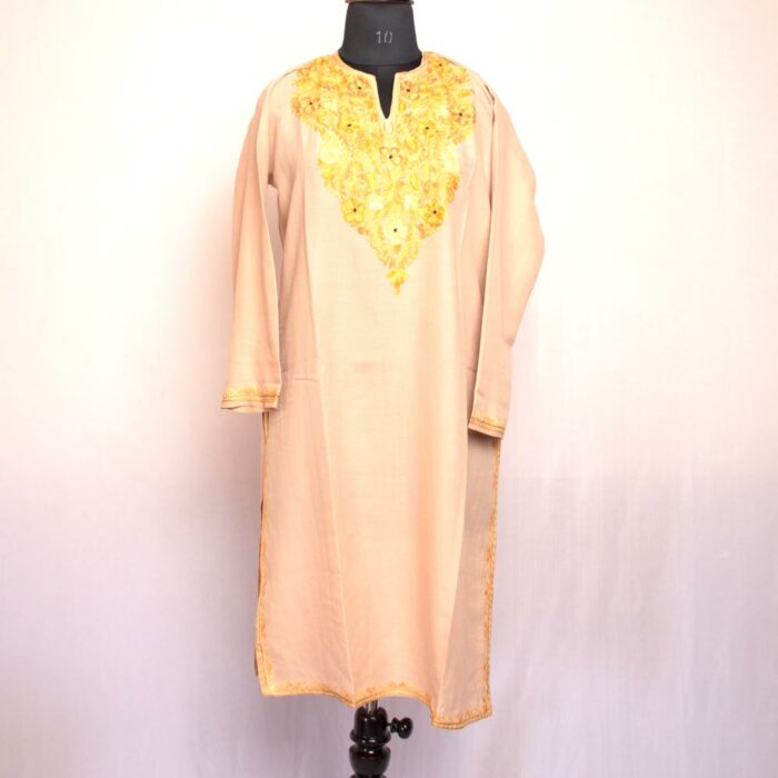 Beige Summer Cool Cotton Aari Kurta - Image 2