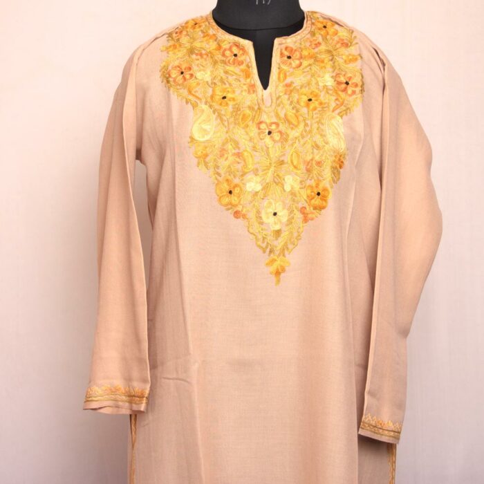 Beige Summer Cool Cotton Aari Kurta