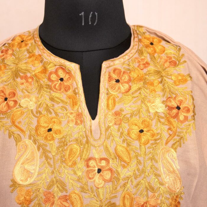 Beige Summer Cool Cotton Aari Kurta - Image 3