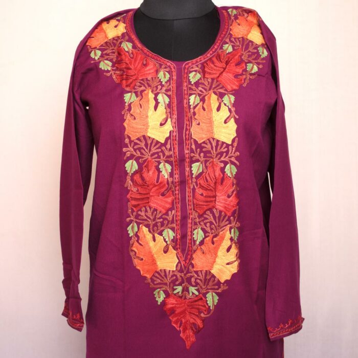 Dark Magenta Summer Cool Cotton Aari Kurta