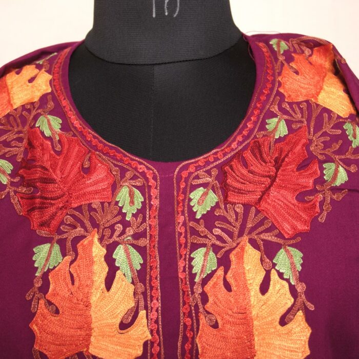 Dark Magenta Summer Cool Cotton Aari Kurta - Image 3