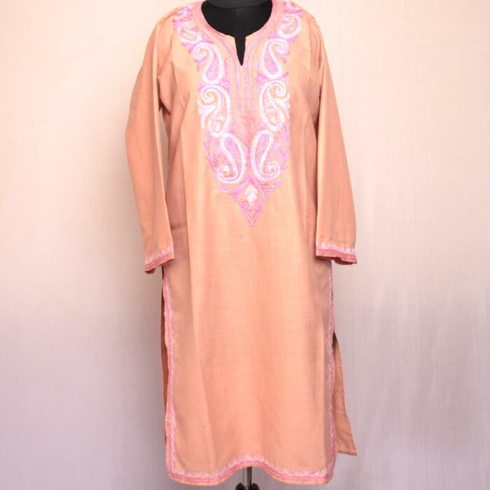 Light Pink Ruby Cotton Aari Kurta - Image 2