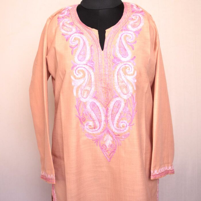 Light Pink Ruby Cotton Aari Kurta