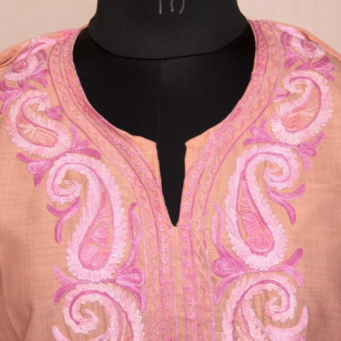 Light Pink Ruby Cotton Aari Kurta - Image 3