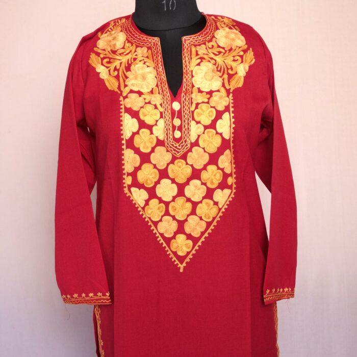 Red Summer Cool Cotton Aari Kurta