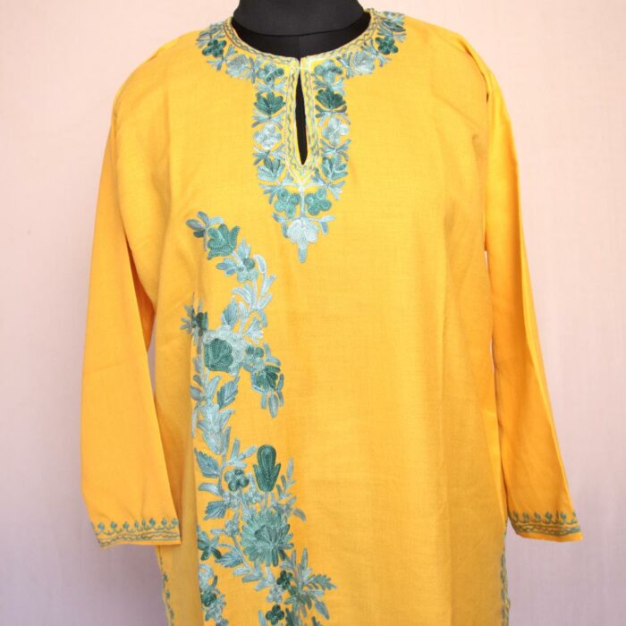 Yellow Summer Cool Cotton Aari Kurta