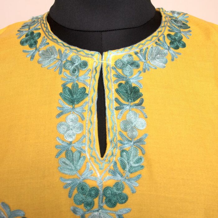 Yellow Summer Cool Cotton Aari Kurta - Image 3