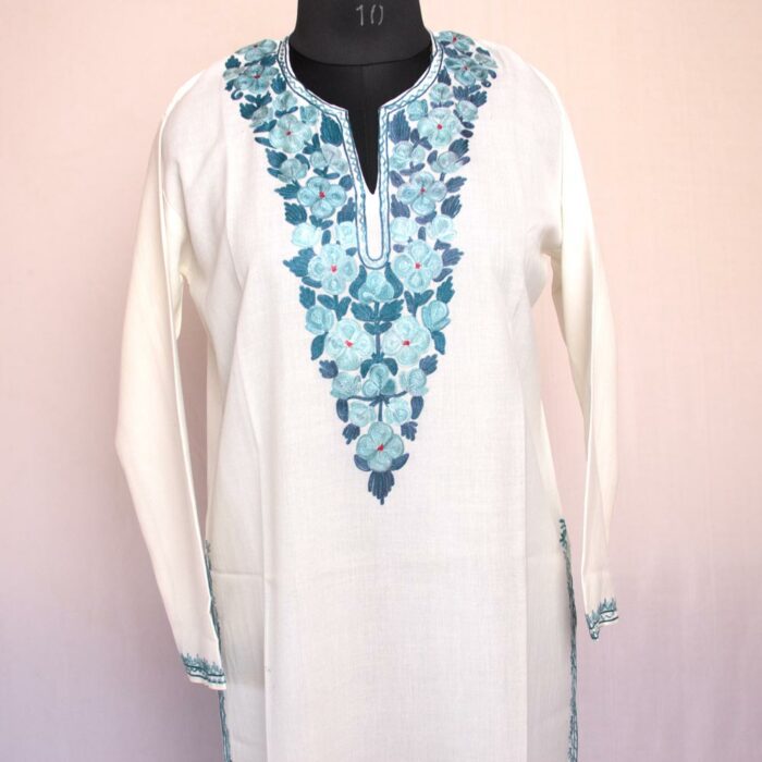 White Summer Cool Cotton Aari Kurta