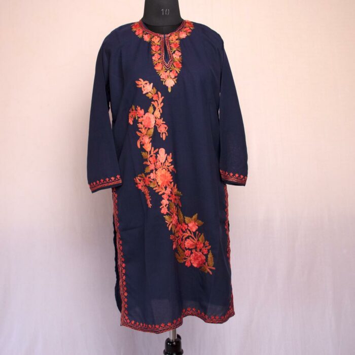 Dark Blue Summer Cool Cotton Ari Kurta - Image 2
