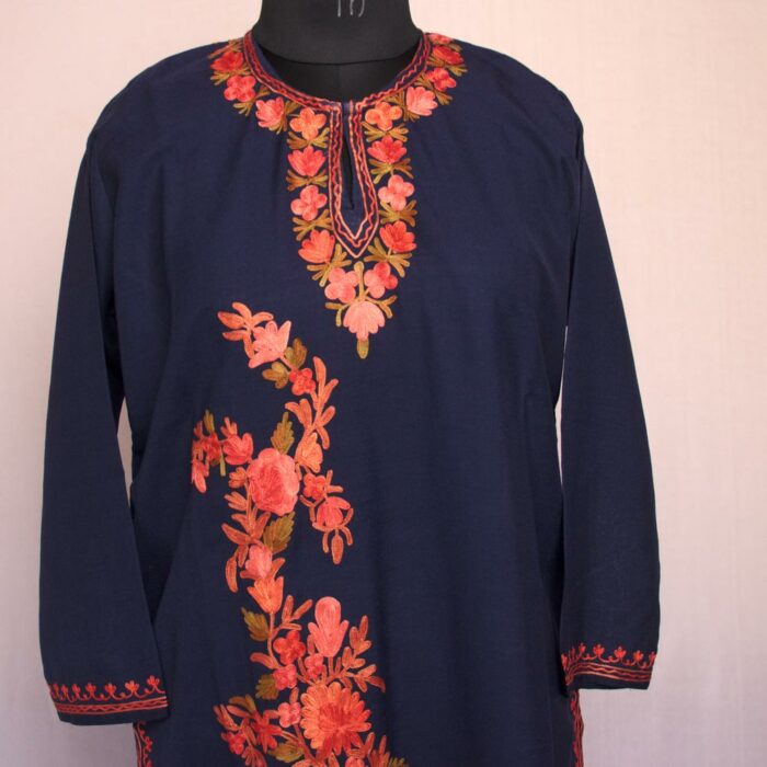 Dark Blue Summer Cool Cotton Ari Kurta