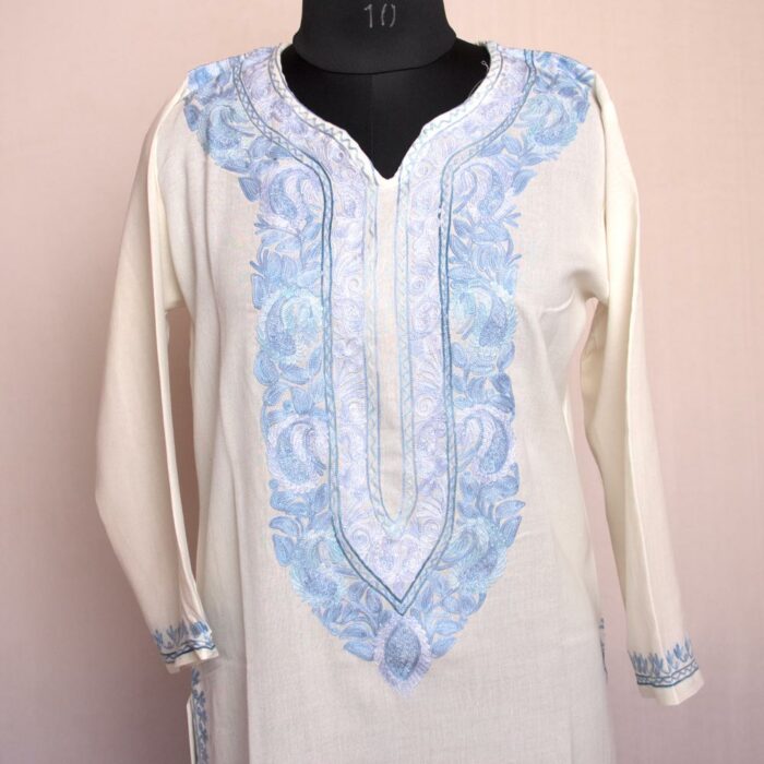 Shahmir White Summer Cool Cotton Aari Kurta
