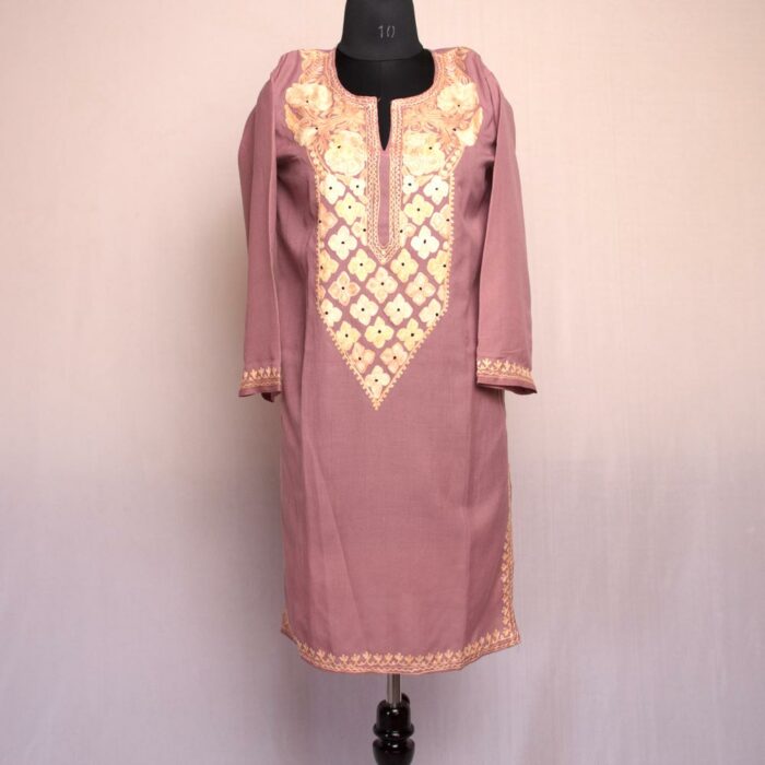 Light Purple Summer Cool Cotton Aari Kurta - Image 2