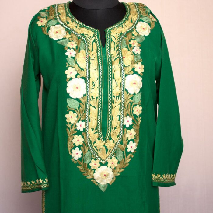 Green Summer Cool Cotton Aari Kurta