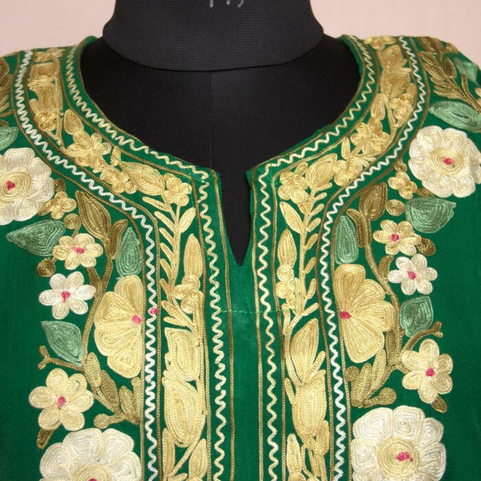 Green Summer Cool Cotton Aari Kurta - Image 3