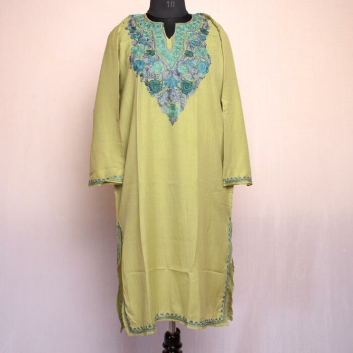 Green Summer Cool Cotton Aari Kurta - Image 2