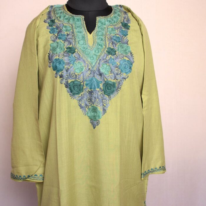 Green Summer Cool Cotton Aari Kurta