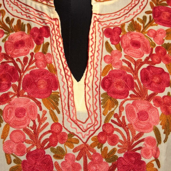 Light Yellow Summer Cool Cotton Aari Kurta - Image 3