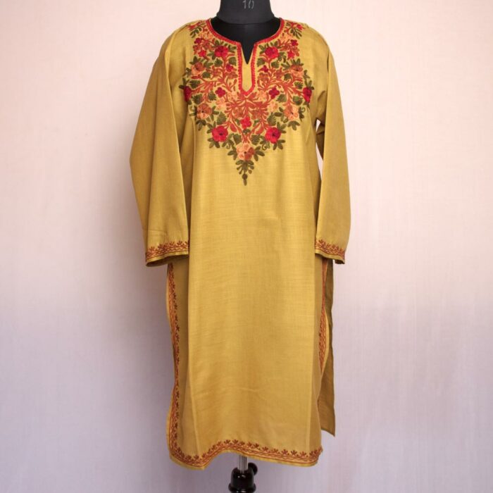 Light Green Kitabi Ruby Cotton Aari Kurta - Image 2