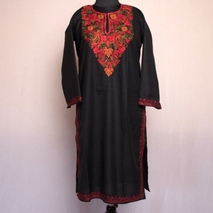 Black Chinari Ruby Cotton Aari Kurta - Image 2