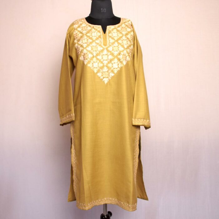 Light Green Yemberzal Ruby Cotton Aari Kurta - Image 2