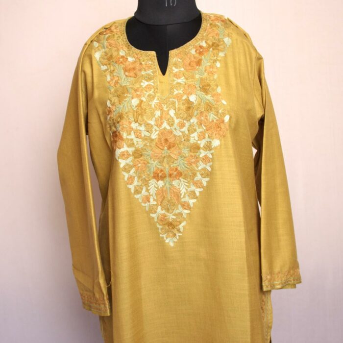 Light Green Ruby Cotton Aari Kurta