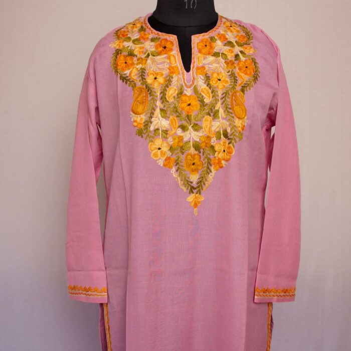Light Pink Summer Cool Cotton Aari Kurta