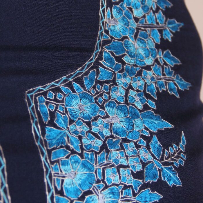 Dark Blue Summer Cool 2pc Suit with Paper Mache Hand Sozni Work - Image 3
