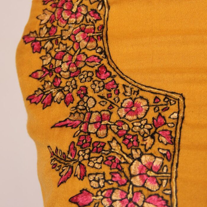 Mustard Summer Cool 2pc Suit with Paper Mache Hand Sozni Work - Image 3