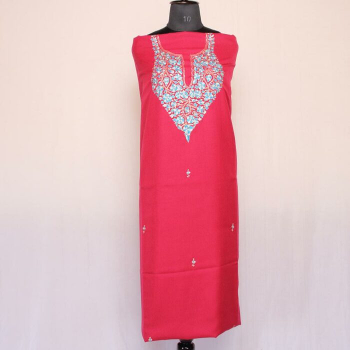 Red Summer Cool 2pc Suit with Paper Mache Hand Sozni Work