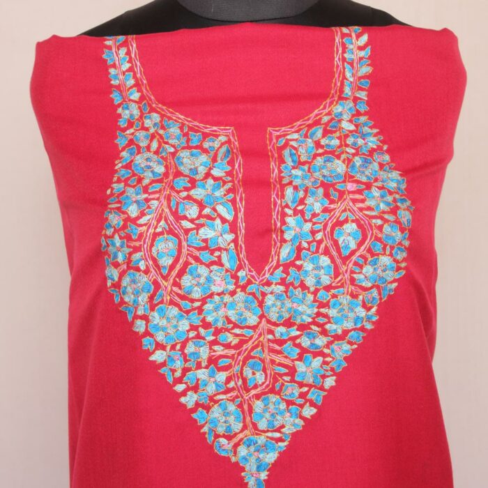 Red Summer Cool 2pc Suit with Paper Mache Hand Sozni Work - Image 2