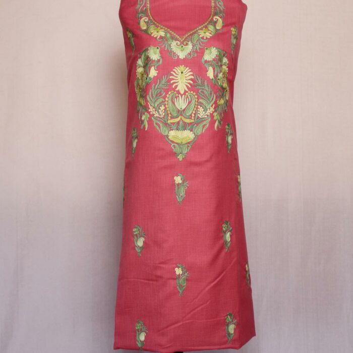 Pink Ruby Cotton 2pc Suit with Aari Work