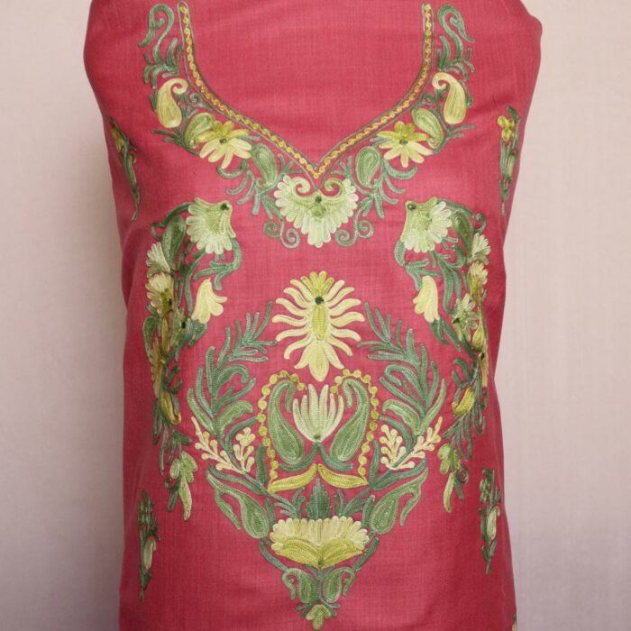 Pink Ruby Cotton 2pc Suit with Aari Work - Image 2