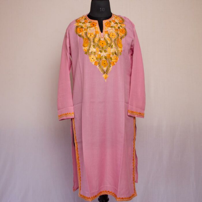 Light Pink Summer Cool Cotton Aari Kurta - Image 2