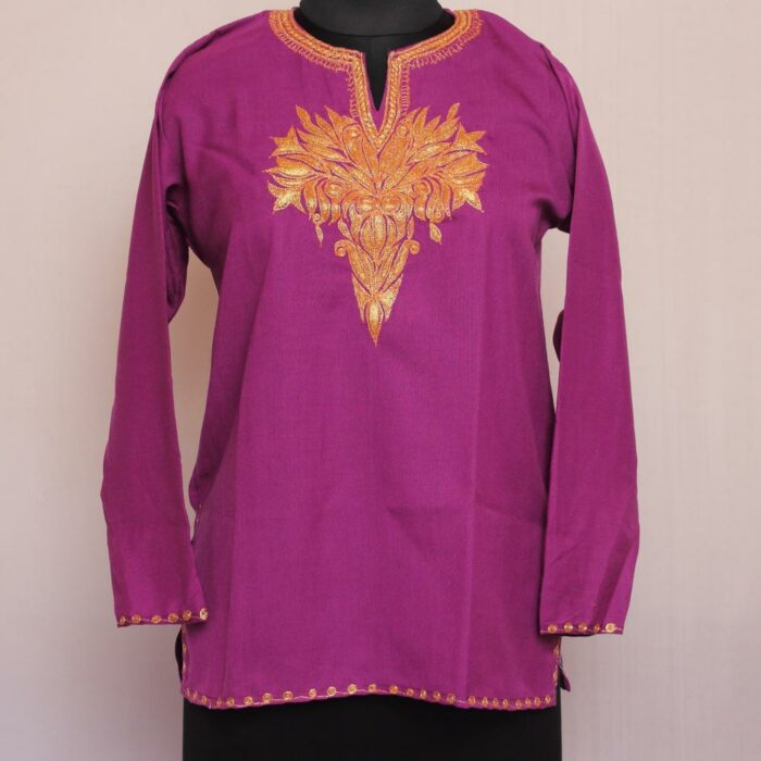 Purple Summer Cool Cotton Tilla Short Kurta