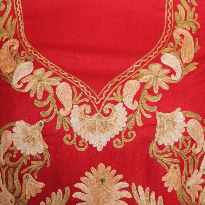 Red Ruby Cotton 2pc Suit with Aari Work - Image 3