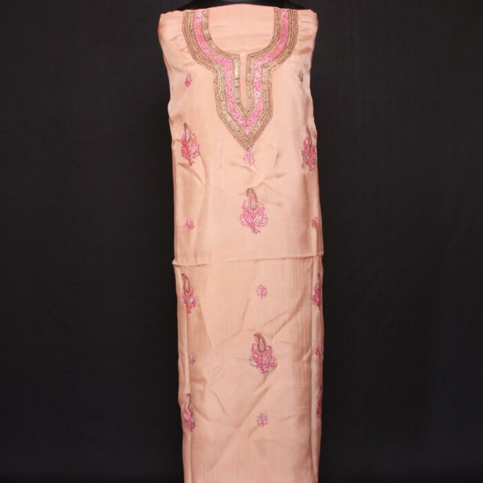 3Pc Crepe Suit with Hand Sozni & Tilla Embroidery
