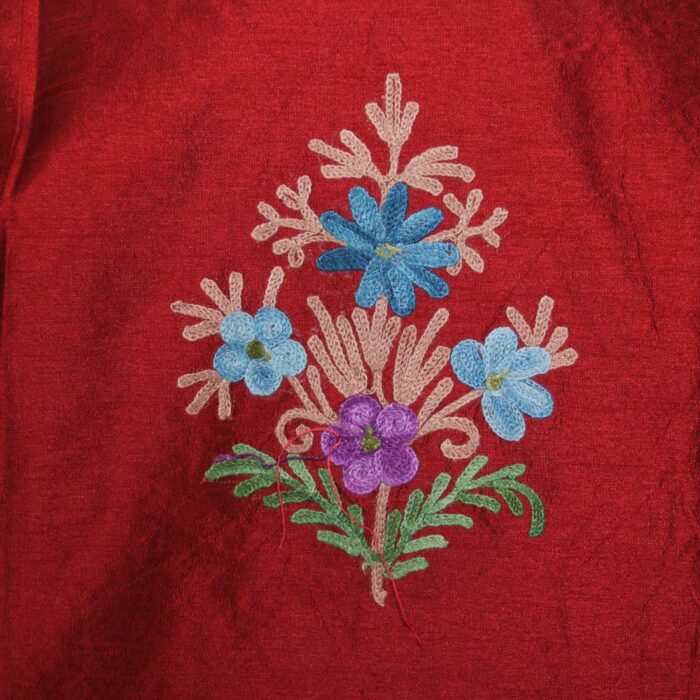 Maroon Lokut Posh Silk Aari Short Jacket - Image 3