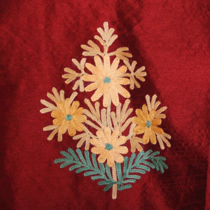 Maroon Silk Aari Short Jacket - Image 3