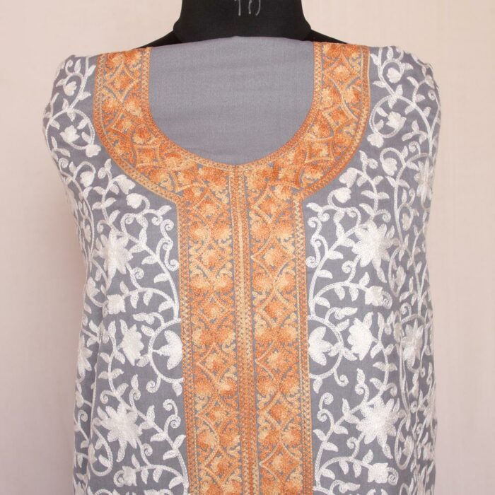 Grey Summer Cool 2pc Suit with Aari Work - Image 2