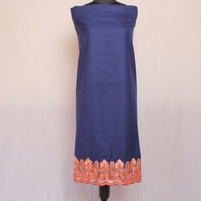 Dark Blue Cotton Tilla Border 2Pc Suit