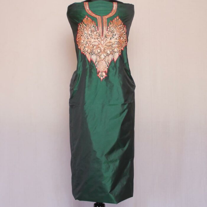 Dark Green Silk Tilla Work 3Pc Suit