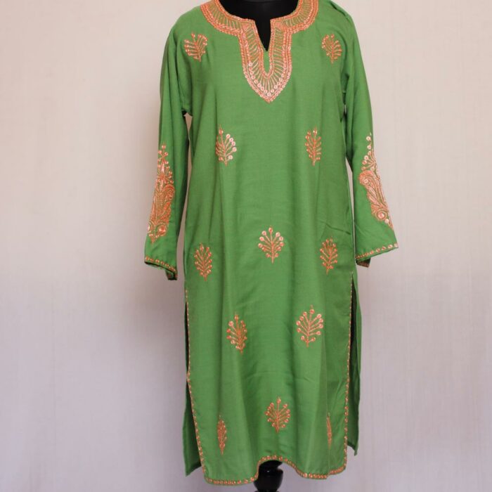 Green Summer Cool Cotton Boti Dar Tilla Kurta - Image 2