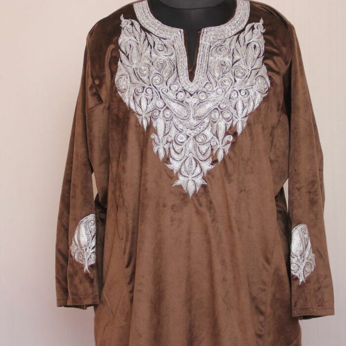 Brownish Velvet Tilla Pheran