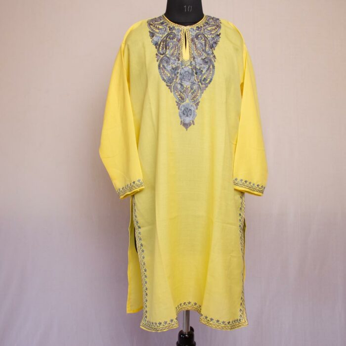 Yellow Summer Cool Cotton Aari Kurta - Image 2