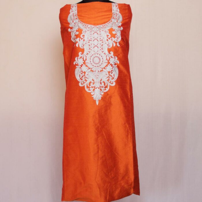 Orange Silk Zari Work 2Pc Suit