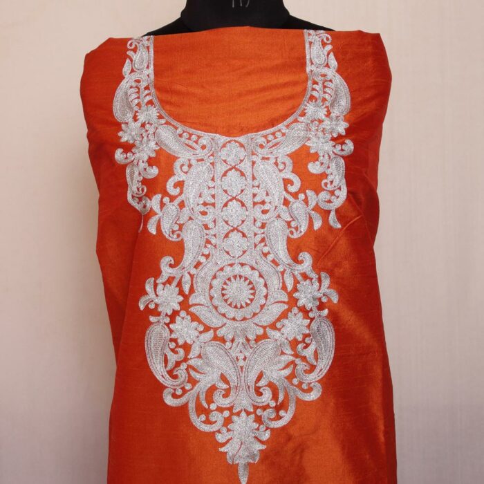 Orange Silk Zari Work 2Pc Suit - Image 2