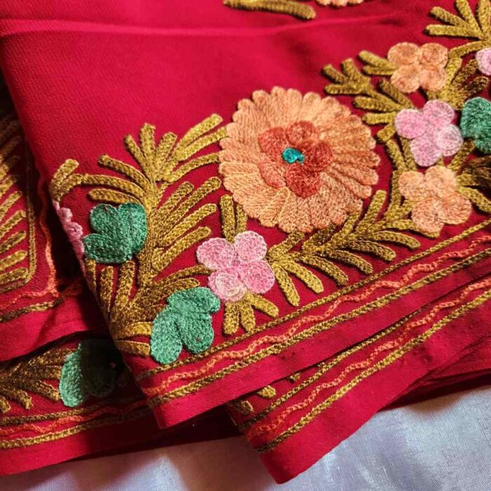 Maroon OR Georgette Embroidered Saree - Image 2