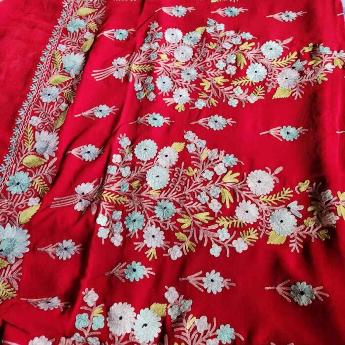 Maroon B Georgette Embroidered Saree - Image 4