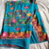 Teal Green Blue Georgette Embroidered Saree